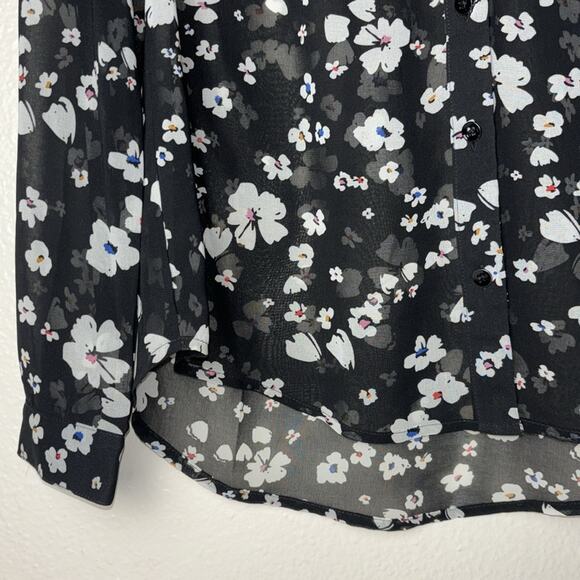 Cabi Delight Blouse Sheer Long sleeve Button Up Women's Small #6079 Black/White - Picture 9 of 16